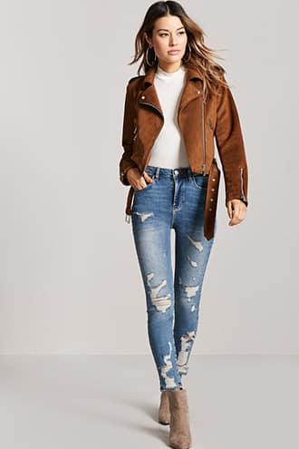 Forever21 Distressed Mid Rise Skinny Jeans