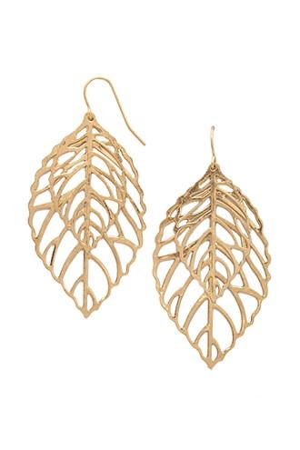 Forever21 Gold Cutout Leaf Drop Earrings
