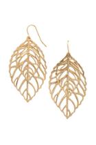 Forever21 Gold Cutout Leaf Drop Earrings