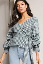 Forever21 Gingham Surplice Wrap Top
