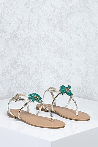 Forever21 Metallic Palm Tree Sandals
