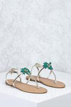 Forever21 Metallic Palm Tree Sandals