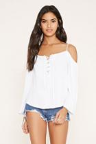 Forever21 Women's  Lace-up Open-shoulder Top