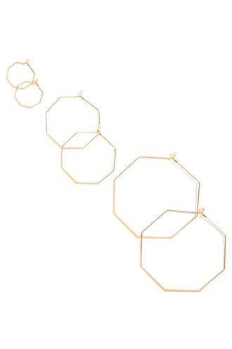 Forever21 Octagon Hoop Earring Set