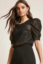 Forever21 Crochet Puff Sleeve Top