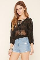 Forever21 Women's  Embroidered Tribal-inspired Top
