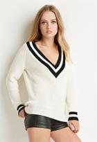 Forever21 Varsity Stripe V-neck Sweater
