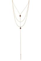 Forever21 Gold & Burgundy Faux Stone Layered Necklace