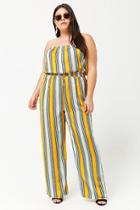 Forever21 Plus Size Striped Strapless Satin Jumpsuit