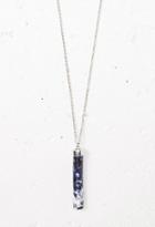 Forever21 Longline Faux Stone Pendant Necklace (blue/b.silver)
