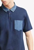 21 Men Denim-trimmed Polo