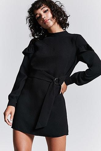 Forever21 Ruffle Trim Ring Buckle Dress
