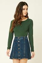 Forever21 Plus Women's  Foliage Scoop-neck Crop Top