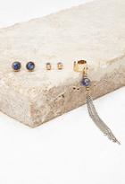 Forever21 Faux Stone Earring Set (antic Gold/blue)