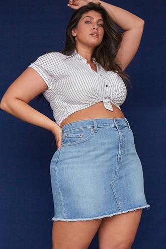 Forever21 Plus Size Levis Deconstructed Denim Skirt