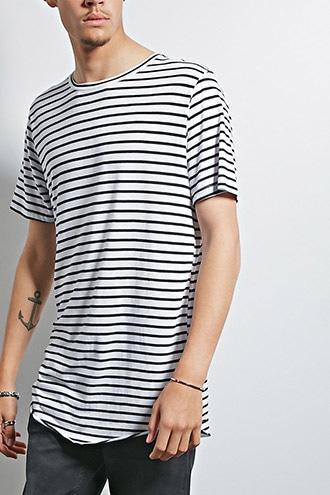 Forever21 Mnml Raw-hem Stripe Tee
