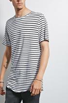 Forever21 Mnml Raw-hem Stripe Tee