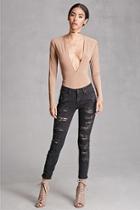 Forever21 Women's  Black Distressed Low-rise Jeans