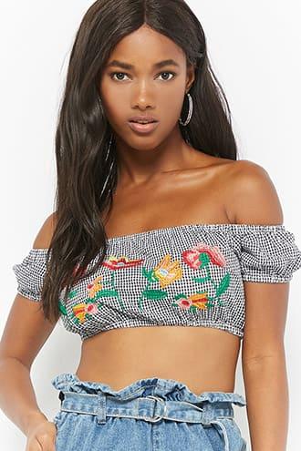 Forever21 Embroidered Crop Top