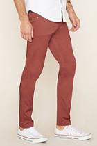 21 Men Men's  Red Cotton-blend Slim Fit Pants