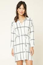 Forever21 Women's  Plaid Tie-waist Shirtdress