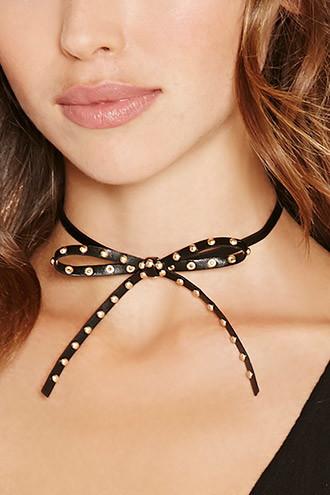 Forever21 Studded Bow Tie Choker