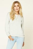 Forever21 Women's  Heather Grey Heathered Lace-up Sweater Top