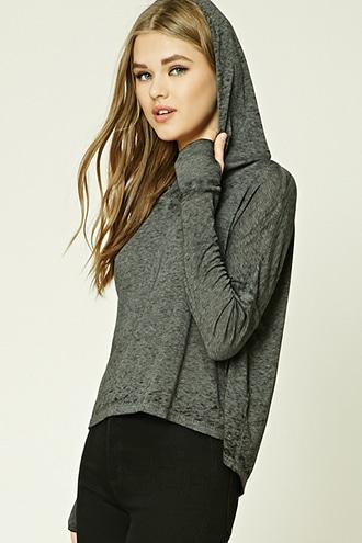 Forever21 Slub Knit Hooded Sweater
