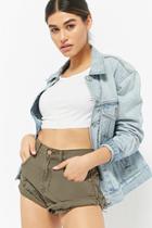 Forever21 Cuffed Asymmetrical Denim Shorts