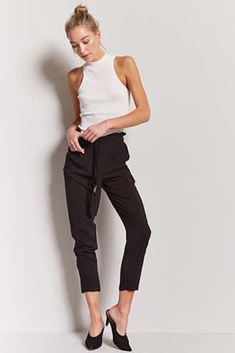 Forever21 Tie-front Paperbag Waist Pants