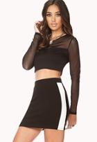 Forever21 Women's  Black & White Athletic Stripe Mini Skirt