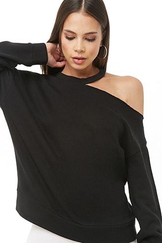 Forever21 Cutout Open-shoulder Sweatshirt