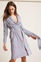 Forever21 Rd & Koko Floral Print Pinstripe Shirt Dress