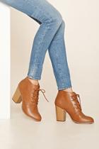 Forever21 Women's  Faux Leather Lace-up Booties