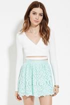 Forever21 Women's  Pleated Lace Mini Skirt