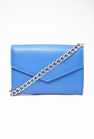 Forever21 Faux Leather Envelope Crossbody (blue)