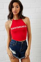 Forever21 Women's  Heartbreaker Graphic Halter Top