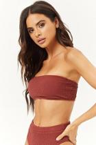 Forever21 Puckered Lace-up Bandeau Bikini Top