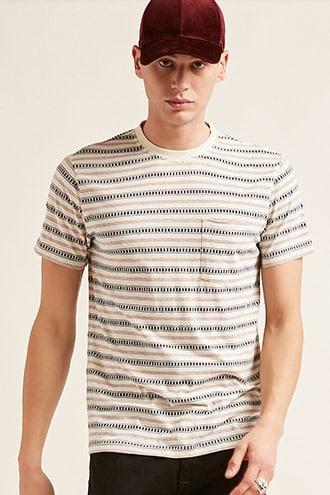 Forever21 Geo Stripe Pocket Tee