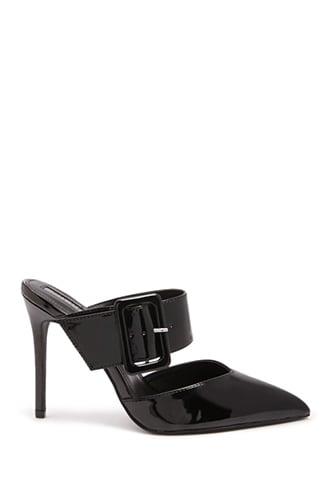 Forever21 Faux Leather Buckle Mules