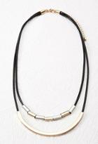 Forever21 Curved Bar Pendant Necklace (black/gold)