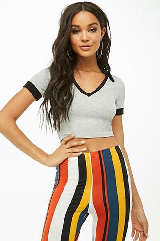 Forever21 Collared Crop Top