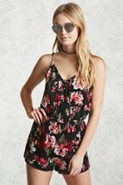Forever21 Floral Lace-up Front Romper