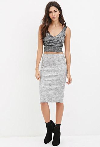 Forever21 Women's  Marled Knit Pencil Skirt
