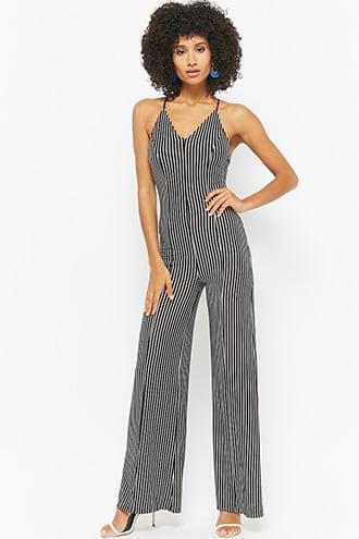 Forever21 Striped Scoop Back Jumpsuit