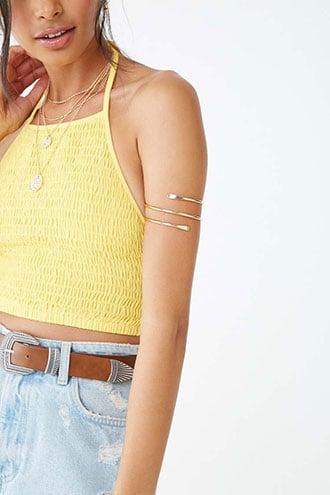 Forever21 Smocked Halter Crop Top