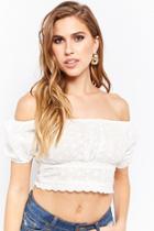 Forever21 Scalloped Eyelet Crop Top