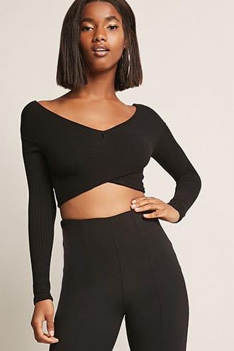 Forever21 Wrap-inspired Sweater-knit Crop Top