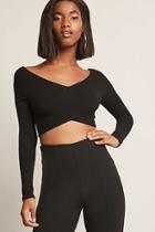 Forever21 Wrap-inspired Sweater-knit Crop Top
