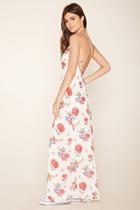 Forever21 Women's  Cream & Rust Floral Maxi Dress